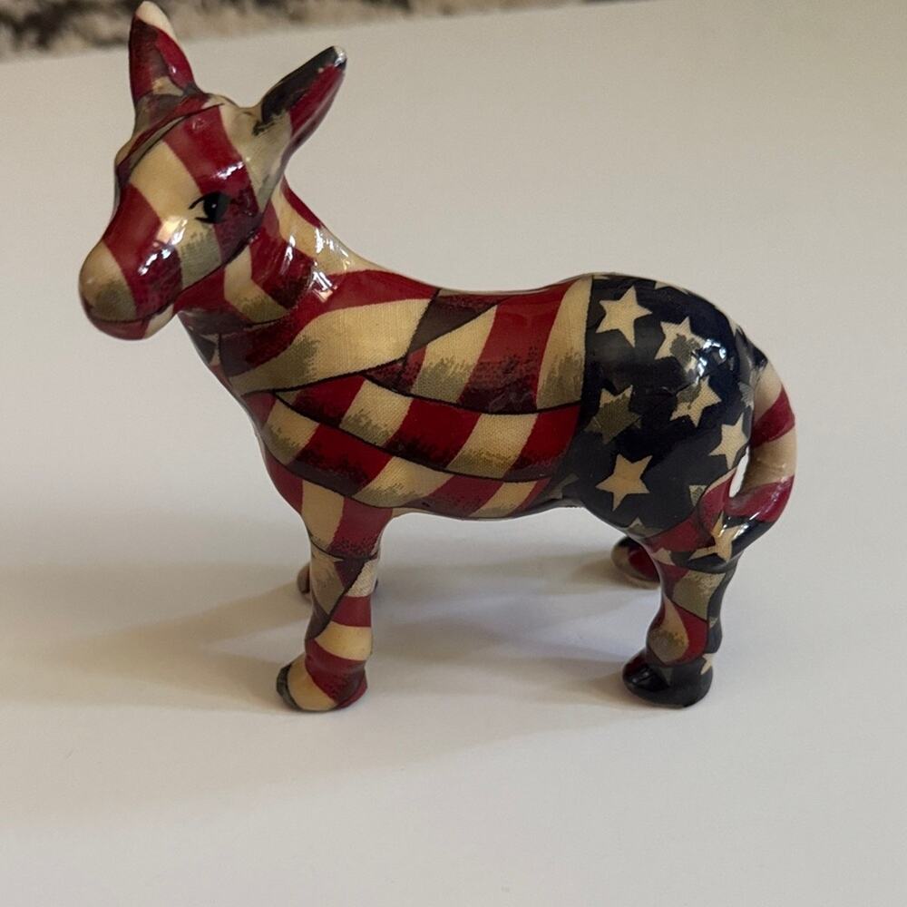 Patriotic Donkey Figurine - Red, White & Blue Democratic Party